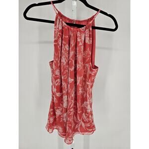 Ann Taylor Womens Sz 16 Sleeveless Blouse Coral Pink Flowy Scoop Neck